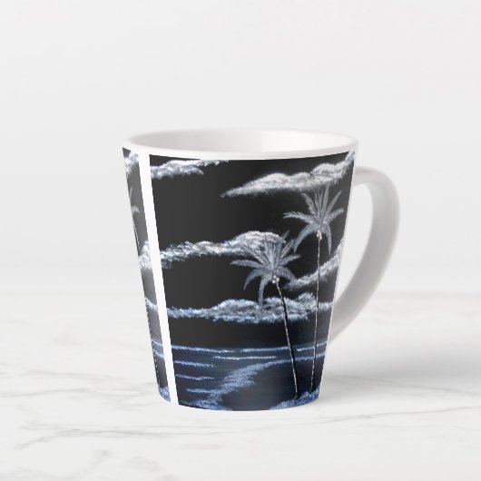 Zwart-witte palmbomen latte mok (Rechterhoek)