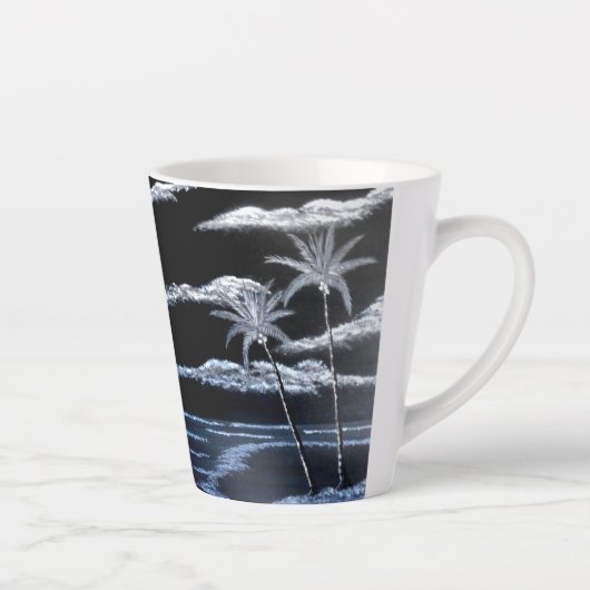 Zwart-witte palmbomen latte mok (Rechts)
