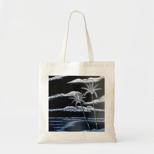 Zwart-witte palmbomen tote bag (Voorkant)