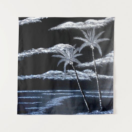 Zwart-witte palmbomen wandkleed (Voorkant)