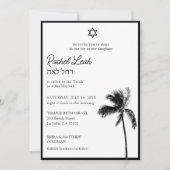 Zwart & Witte Palmboom Bat Mitzvah Uitnodiging (Voorkant)