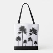 Zwart-witte palmboom met naambalk tote bag (Achterkant)