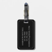 Zwart-witte palmboom Monogram Bagagelabel (Achterkant verticaal)