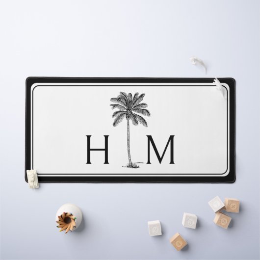 Zwart-witte palmboom Monogram Bureaumat (Kindertafel)
