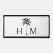 Zwart-witte palmboom Monogram Bureaumat (Voorkant)