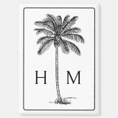 Zwart-witte palmboom Monogram Magneet (Voorkant)