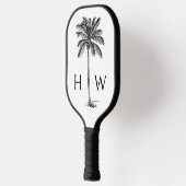 Zwart-witte palmboom Monogram Pickleball Paddle (Links)