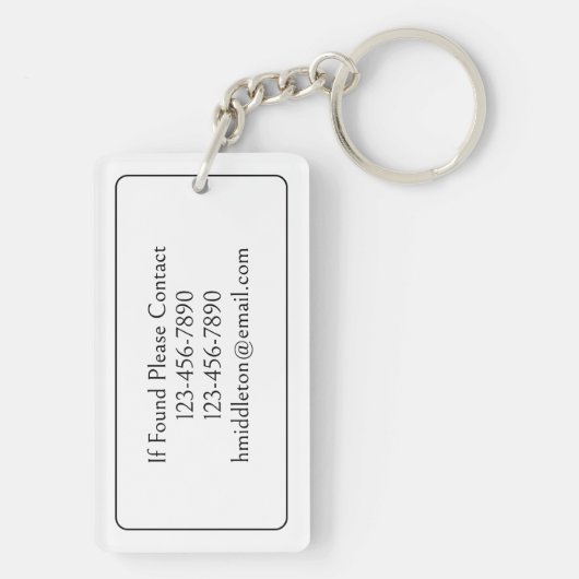 Zwart-witte palmboom Monogram Sleutelhanger (achterkant)