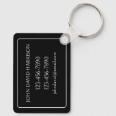 Zwart-witte palmboom Monogram Sleutelhanger (Achterkant)