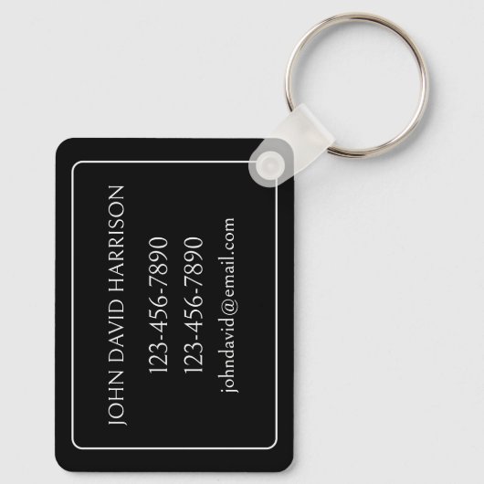 Zwart-witte palmboom Monogram Sleutelhanger (Achterkant)