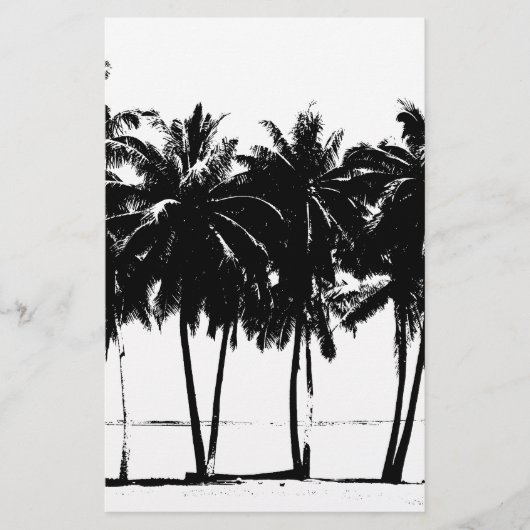 Zwart Witte Palmboom Silhouet Briefpapier (Voorkant)