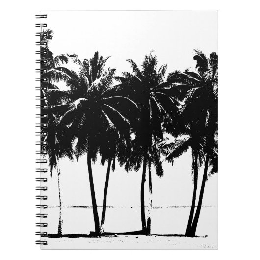 Zwart Witte Palmboom Silhouet Notitieboek (Voorkant)