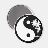 Zwart-witte palmboom Yin Yang Magnet (Voorkant / Achterkant)