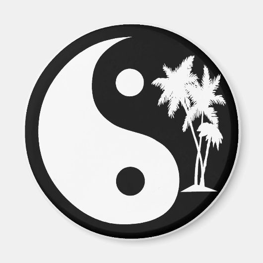 Zwart-witte palmboom Yin Yang Magnet (Voorkant)