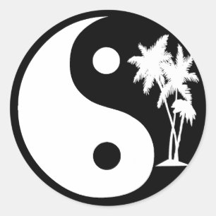 Zwart-witte palmboom Yin Yang Sticker
