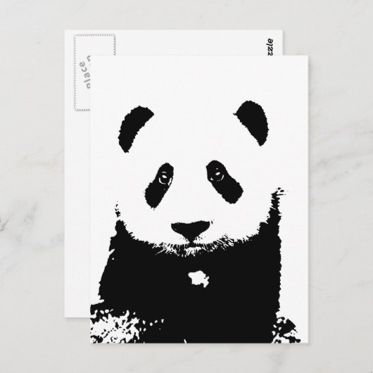Zwart-witte Panda Briefkaart (Voorkant / Achterkant)