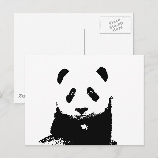 Zwart-witte Panda Briefkaart (Voorkant / Achterkant)