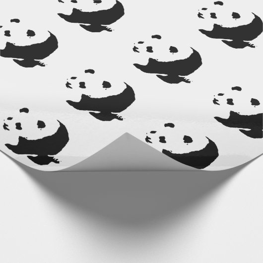 Zwart-witte Panda Cadeaupapier (Hoek)
