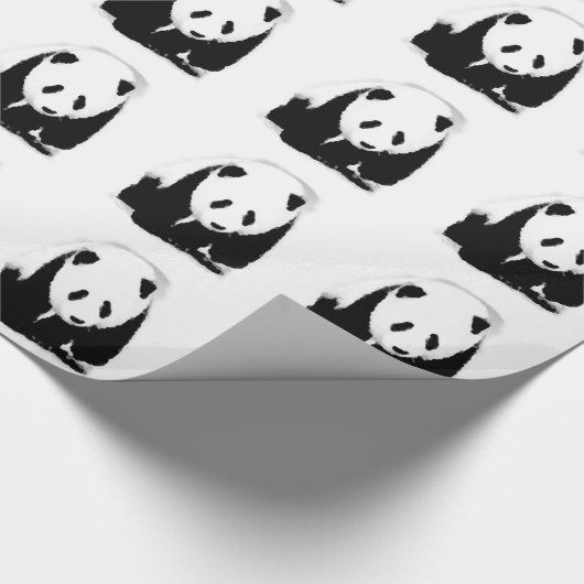 Zwart-witte Panda Cadeaupapier (Hoek)