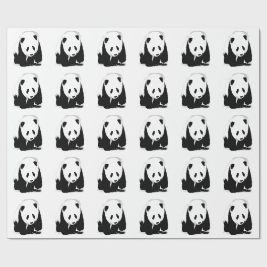 Zwart-witte Panda Cadeaupapier (Vlak)