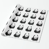 Zwart-witte Panda Cadeaupapier (Uitgerold)