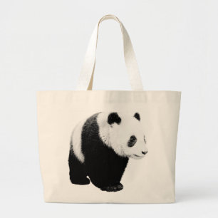 Zwart-witte Panda Grote Tote Bag
