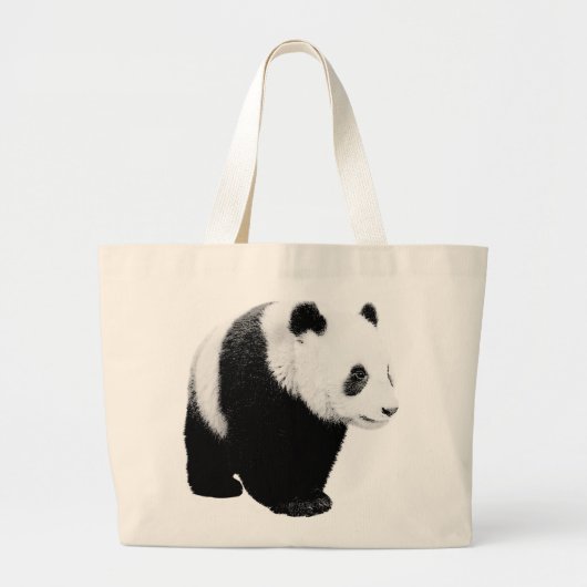 Zwart-witte Panda Grote Tote Bag (Voorkant)