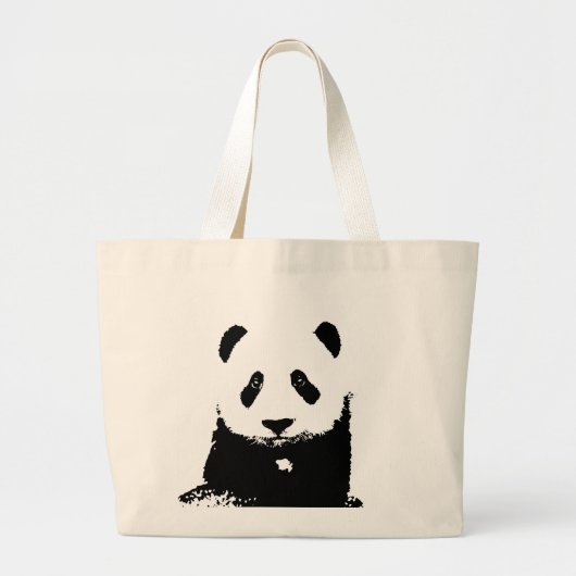 Zwart-witte Panda Grote Tote Bag (Voorkant)