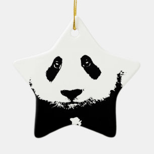 Zwart-witte Panda Keramisch Ornament
