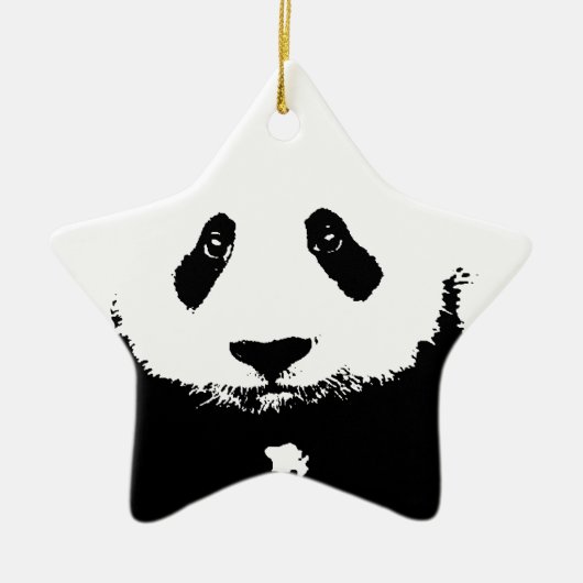 Zwart-witte Panda Keramisch Ornament (Voorkant)
