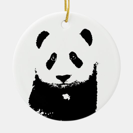 Zwart-witte Panda Keramisch Ornament (Voorkant)