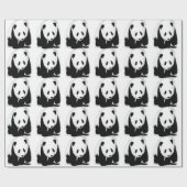 Zwart & Witte Panda Kerstcadeau Inpakpapier (Vlak)