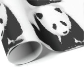 Zwart & Witte Panda Kerstcadeau Inpakpapier (Rol Hoek)