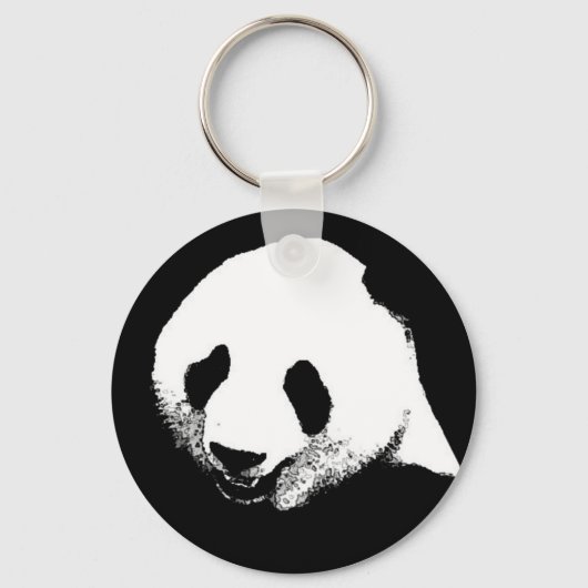 Zwart-witte Panda Sleutelhanger (Voorkant)