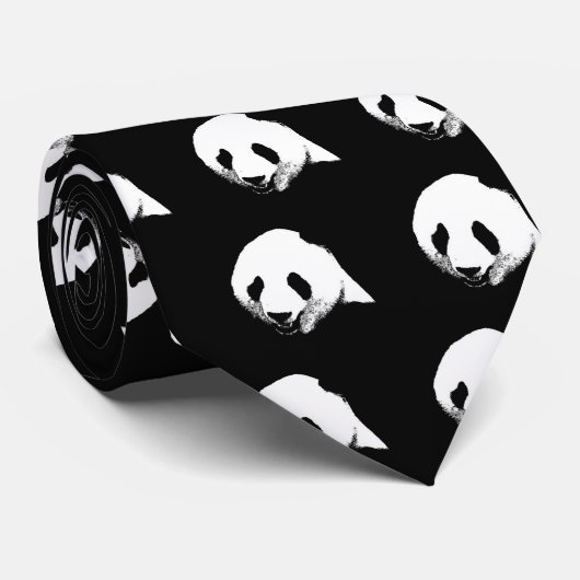 Zwart-witte Panda Stropdas (Opgerold)