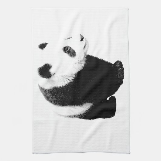 Zwart-witte Panda Theedoek (Verticaal)