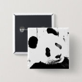 Zwart-witte Panda Vierkante Button 5,1 Cm (Voorkant /achterkant)