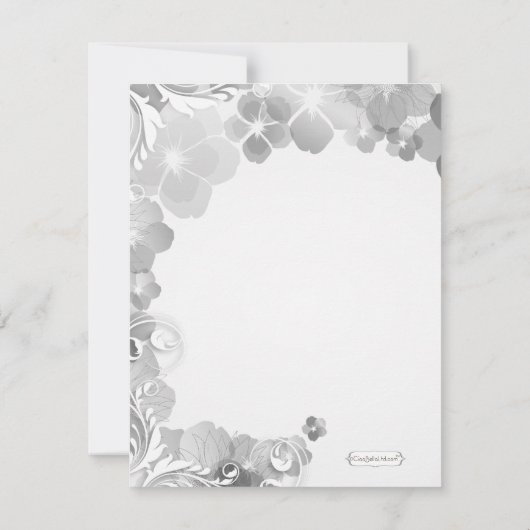 Zwart-witte pansies en cirkelvormige bruiloft kaart (Achterkant)