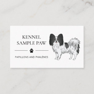 Zwart-Witte Papillon Cartoon Hond - Hondenkennel Visitekaartje
