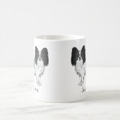 Zwart-Witte Papillon Cute Hond Met Aangepaste Naam Koffiemok (Center)