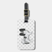 Zwart-Witte Papillon Cute Hond Met Aangepaste Teks Bagagelabel (Voorkant verticaal)