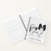 Zwart-Witte Papillon Cute Hond Met Aangepaste Teks Notitieboek (Binnen)