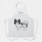 Zwart-Witte Papillon Cute Hond Met Aangepaste Teks Schort (Voorkant)