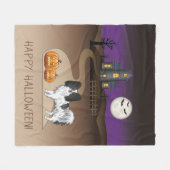 Zwart-Witte Papillon & Halloween Spokenhuis Fleece Deken (Voorkant (Horizontaal))