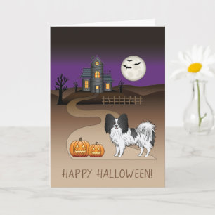 Zwart-Witte Papillon & Halloween Spokenhuis Kaart