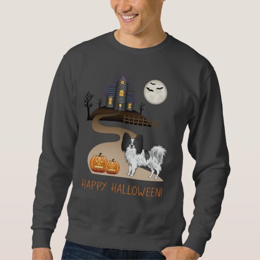 Zwart-Witte Papillon & Halloween Spokenhuis Trui (Voorkant)