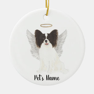 Zwart & Witte Papillon Herdenkings- en Troostkaars Keramisch Ornament