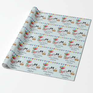 Zwart-Witte Papillon Hond Kleurrijke Verjaardag Cadeaupapier
