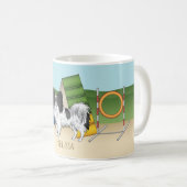 Zwart-Witte Papillon Met Agility-Apparatuur Koffiemok (Voorkant rechts)