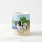 Zwart-Witte Papillon Met Agility-Apparatuur Koffiemok (Center)